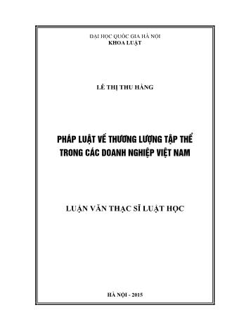 Luận văn Pháp luật về thương lượng tập thể trong các doanh nghiệp ở Việt Nam