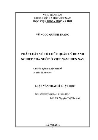 Luận văn Pháp luật về tổ chức quản lý doanh nghiệp nhà nước ở Việt Nam hiện nay