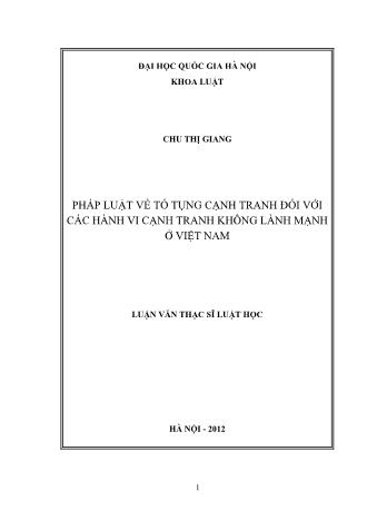 Luận văn Pháp luật về tố tụng cạnh tranh đối với các hành vi cạnh tranh không lành mạnh ở Việt Nam