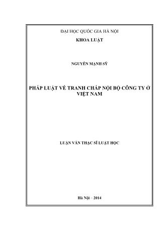 Luận văn Pháp luật về tranh chấp nội bộ công ty ở Việt Nam