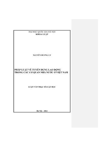 Luận văn Pháp luật về tuyển dụng lao động trong các cơ quan nhà nước ở Việt Nam