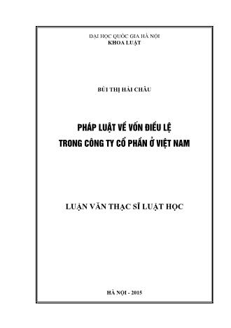 Luận văn Pháp luật về vốn điều lệ trong công ty cổ phần ở Việt Nam