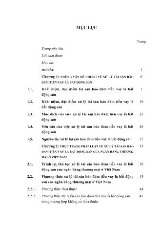 Luận văn Pháp luật về xử lý tài sản bảo đảm tiền vay là bất động sản của ngân hàng thương mại ở Việt Nam