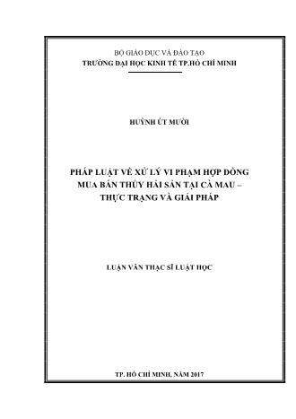 Luận văn Pháp luật về xử lý vi phạm hợp đồng mua bán thủy hải sản tại Cà Mau – Thực trạng và giải pháp