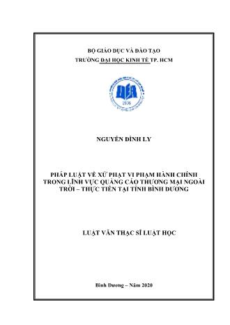 Luận văn Pháp luật về xử phạt vi phạm hành chính trong lĩnh vực quảng cáo thương mại ngoài trời – thực tiễn tại tỉnh Bình Dương