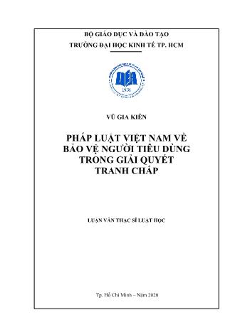 Luận văn Pháp luật Việt Nam về bảo vệ người tiêu dùng trong giải quyết tranh chấp