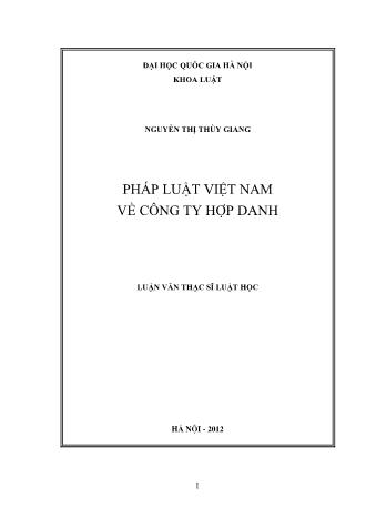 Luận văn Pháp luật Việt Nam về công ty hợp danh