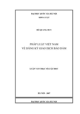 Luận văn Pháp luật Việt Nam về đăng ký giao dịch bảo đảm