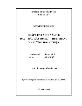 Luận văn Pháp luật Việt Nam về đấu thầu xây dựng – Thực trạng và hướng hoàn thiện