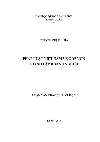 Luận văn Pháp luật Việt Nam về góp vốn thành lập doanh nghiệp