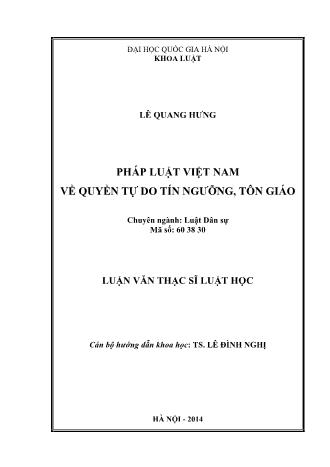 Luận văn Pháp luật Việt Nam về quyền tự do tín ngưỡng, tôn giáo