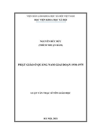 Luận văn Phật giáo ở Quảng Nam giai đoạn 1930-1975