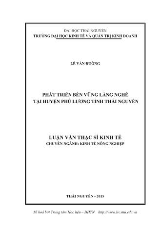 Luận văn Phát triển bền vững làng nghề tại huyện Phú Lương tỉnh Thái Nguyên