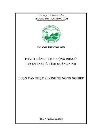 Luận văn Phát triển du lịch cộng đồng ở huyện Ba Chẽ, tỉnh Quảng Ninh