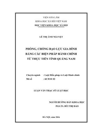 Luận văn Phòng, chống bạo lực gia đình bằng các biện pháp hành chính từ thực tiễn tỉnh Quảng Nam