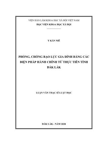 Luận văn Phòng, chống bạo lực gia đình bằng các biện pháp hành chính từ thực tiễn tỉnh Đắk Lắk