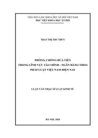 Luận văn Phòng, chống rửa tiền trong lĩnh vực tài chính - Ngân hàng theo pháp luật Việt Nam hiện nay