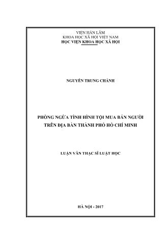 Luận văn Phòng ngừa tình hình tội mua bán người trên địa bàn Thành phố Hồ Chí Minh