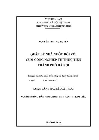 Luận văn Quản lý nhà nước đối với cụm công nghiệp từ thực tiễn Thành phố Hà Nội