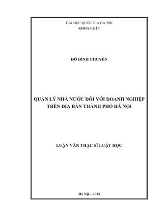 Luận văn Quản lý Nhà nước đối với doanh nghiệp trên địa bàn Thành phố Hà Nội