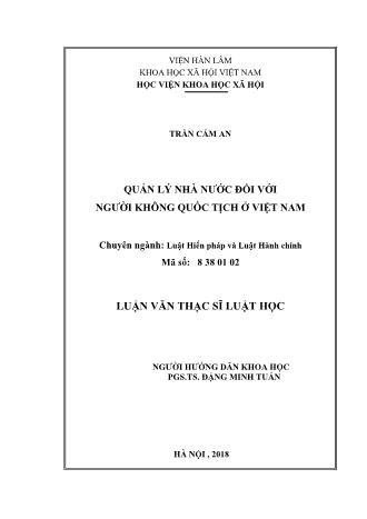 Luận văn Quản lý nhà nước đối với người không quốc tịch ở Việt Nam