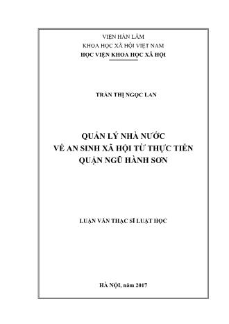 Luận văn Quản lý nhà nước về an sinh xã hội từ thực tiễn Quận Ngũ Hành Sơn