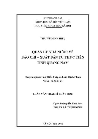 Luận văn Quản lý nhà nước về báo chí – xuất bản từ thực tiễn tỉnh Quảng Nam