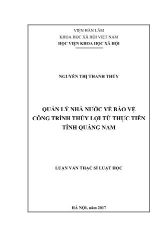 Luận văn Quản lý nhà nước về bảo vệ công trình thủy lợi từ thực tiễn tỉnh Quảng Nam