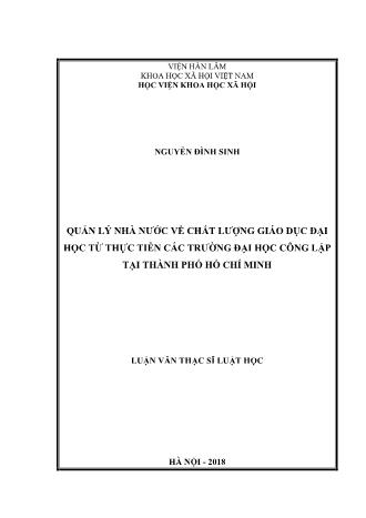 Luận văn Quản lý nhà nước về chất lượng giáo dục đại học từ thực tiễn các trường đại học công lập tại Thành phố Hồ Chí Minh