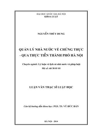 Luận văn Quản lý nhà nước về chứng thực - Qua thực tiễn Thành phố Hà Nội