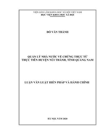 Luận văn Quản lý nhà nước về chứng thực từ thực tiễn huyện Núi Thành, tỉnh Quảng Nam