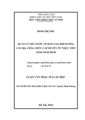 Luận văn Quản lý nhà nước về đào tạo, bồi dưỡng cán bộ, công chức cấp huyện từ thực tiễn tỉnh Ninh Bình