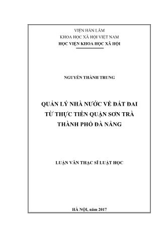 Luận văn Quản lý nhà nước về đất đai từ thực tiễn Quận Sơn Trà Thành phố Đà Nẵng