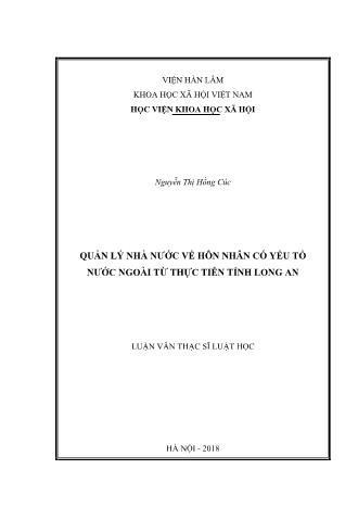 Luận văn Quản lý nhà nước về hôn nhân có yếu tố nước ngoài từ thực tiễn tỉnh Long An