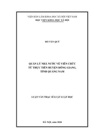 Luận văn Quản lý nhà nước về viên chức từ thực tiễn huyện Đông Giang, tỉnh Quảng Nam