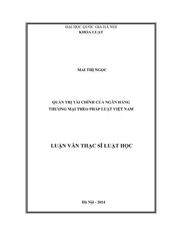 Luận văn Quản trị tài chính của ngân hàng thương mại theo pháp luật Việt Nam