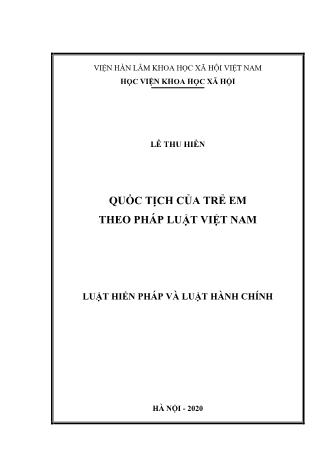 Luận văn Quốc tịch của trẻ em theo pháp luật Việt Nam