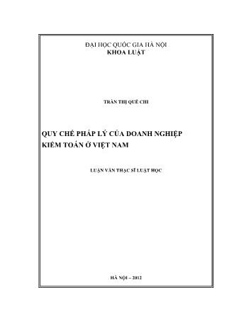Luận văn Quy chế pháp lý của doanh nghiệp kiểm toán ở Việt Nam