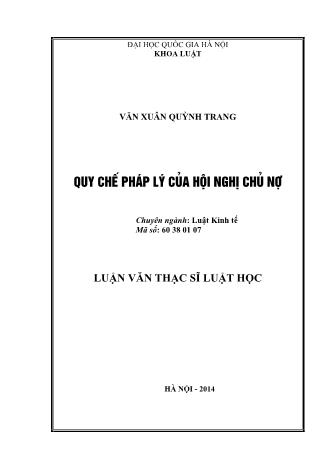 Luận văn Quy chế pháp lý của hội nghị chủ nợ