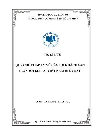 Luận văn Quy chế pháp lý về căn hộ khách sạn (condotel) tại Việt Nam hiện nay