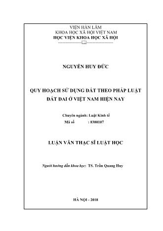 Luận văn Quy hoạch sử dụng đất theo pháp luật đất đai ở Việt Nam hiện nay