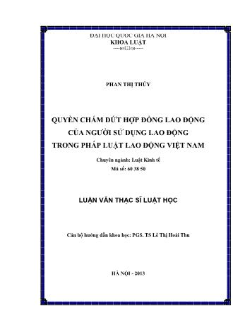 Luận văn Quyền chấm dứt hợp đồng lao động của người sử dụng lao động trong pháp luật lao động Việt Nam