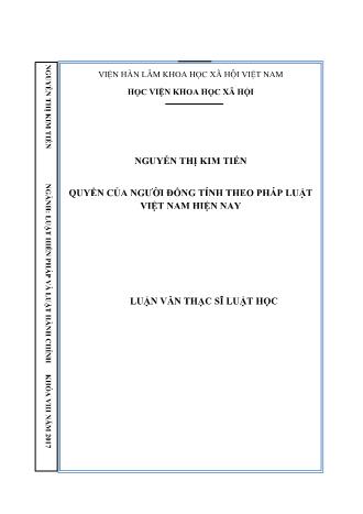 Luận văn Quyền của người đồng tính theo pháp luật Việt Nam hiện nay