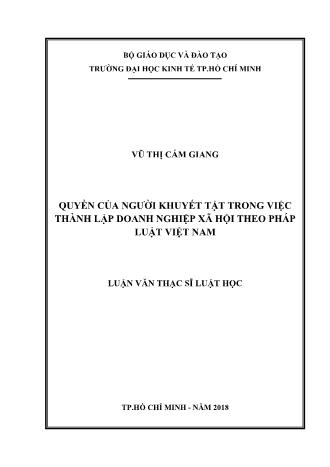 Luận văn Quyền của người khuyết tật trong việc thành lập doanh nghiệp xã hội theo pháp luật Việt Nam