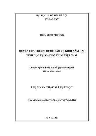 Luận văn Quyền của trẻ em được bảo vệ khỏi xâm hại tình dục tại các đô thị ở Việt Nam