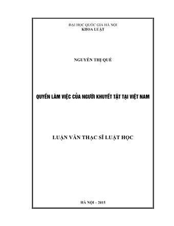 Luận văn Quyền làm việc của người khuyết tật tại Việt Nam