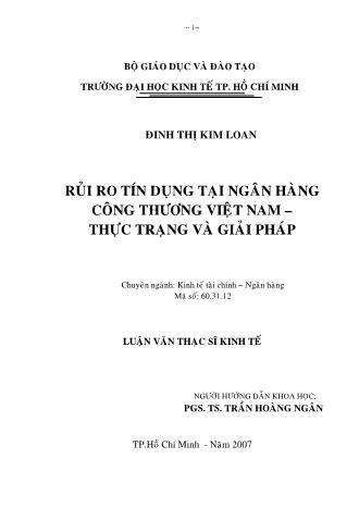 Luận văn Rủi ro tín dụng tại ngân hàng công thương Việt Nam - Thực trạng và giải pháp