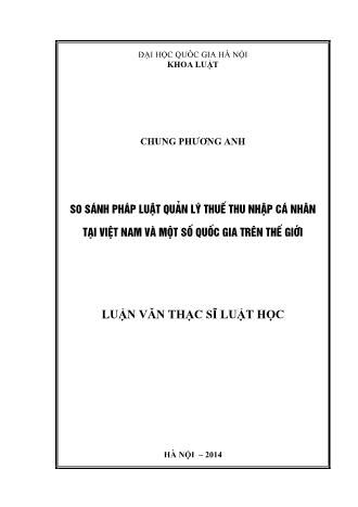 Luận văn So sánh pháp luật quản lý thuế thu nhập cá nhân tại Việt Nam và một số quốc gia trên thế giới