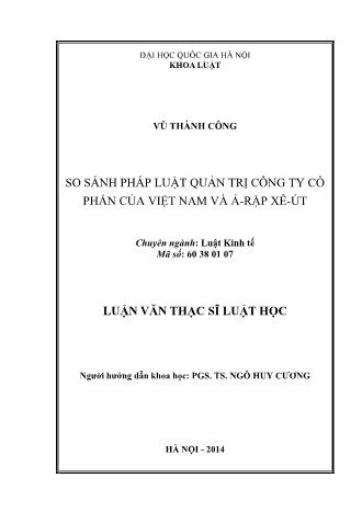 Luận văn So sánh pháp luật quản trị công ty cồ phẩn của Việt Nam và Ả-rập xê-út