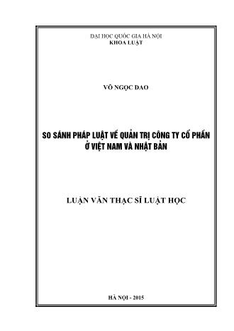 Luận văn So sánh pháp luật về quản trị công ty cổ phần ở Việt Nam và Nhật Bản